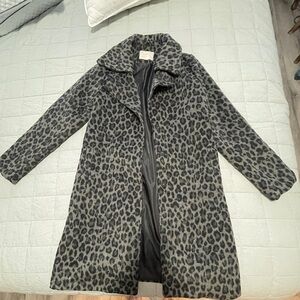 a new day Leopard Print Coat - Black and Gray
